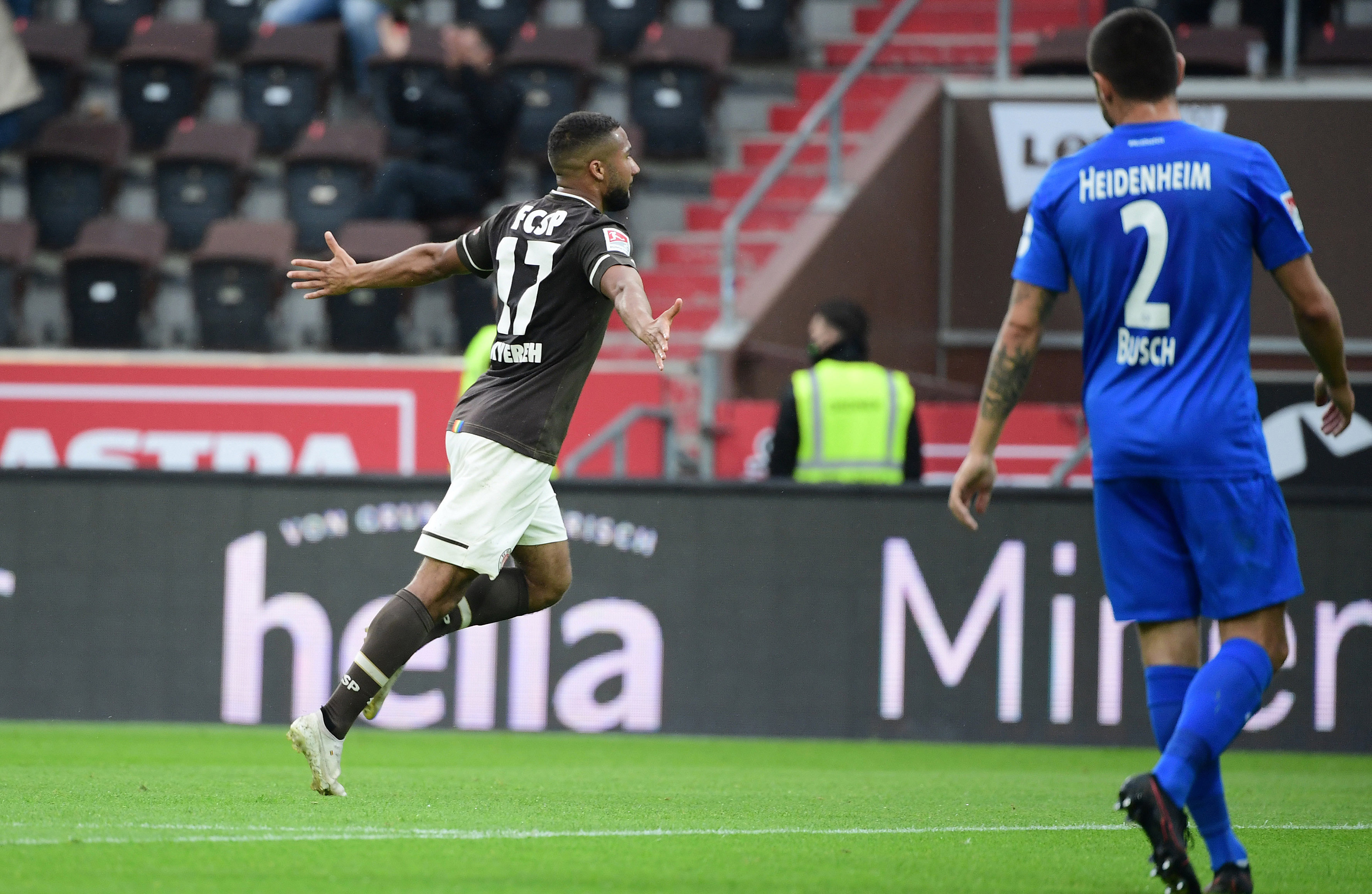 Daniel-Kofi Kyereh wheels away after opening the scoring.